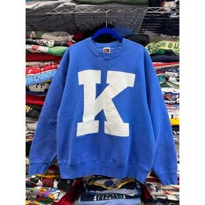 Vintage 1998 Fruit of the Loom Heavy Cotton K Sweatshirt Blue XL Mens 5567